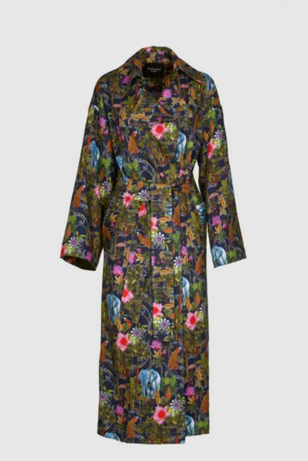 Boscana Trenchcoat Blauer Mantel im floralen Design günstig online kaufen