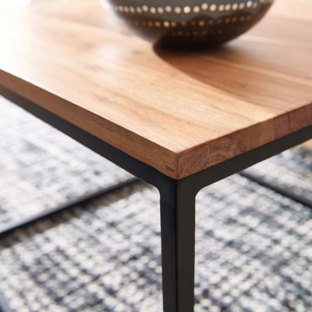 Sofa Tisch quadratisch aus Akazie Massivholz Metall günstig online kaufen