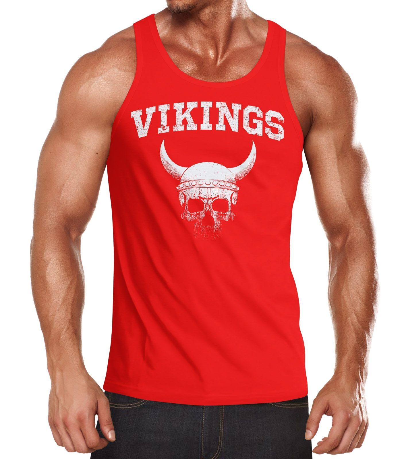 Neverless Tanktop Herren Tank-Top Wikinger-Helm Skull günstig online kaufen