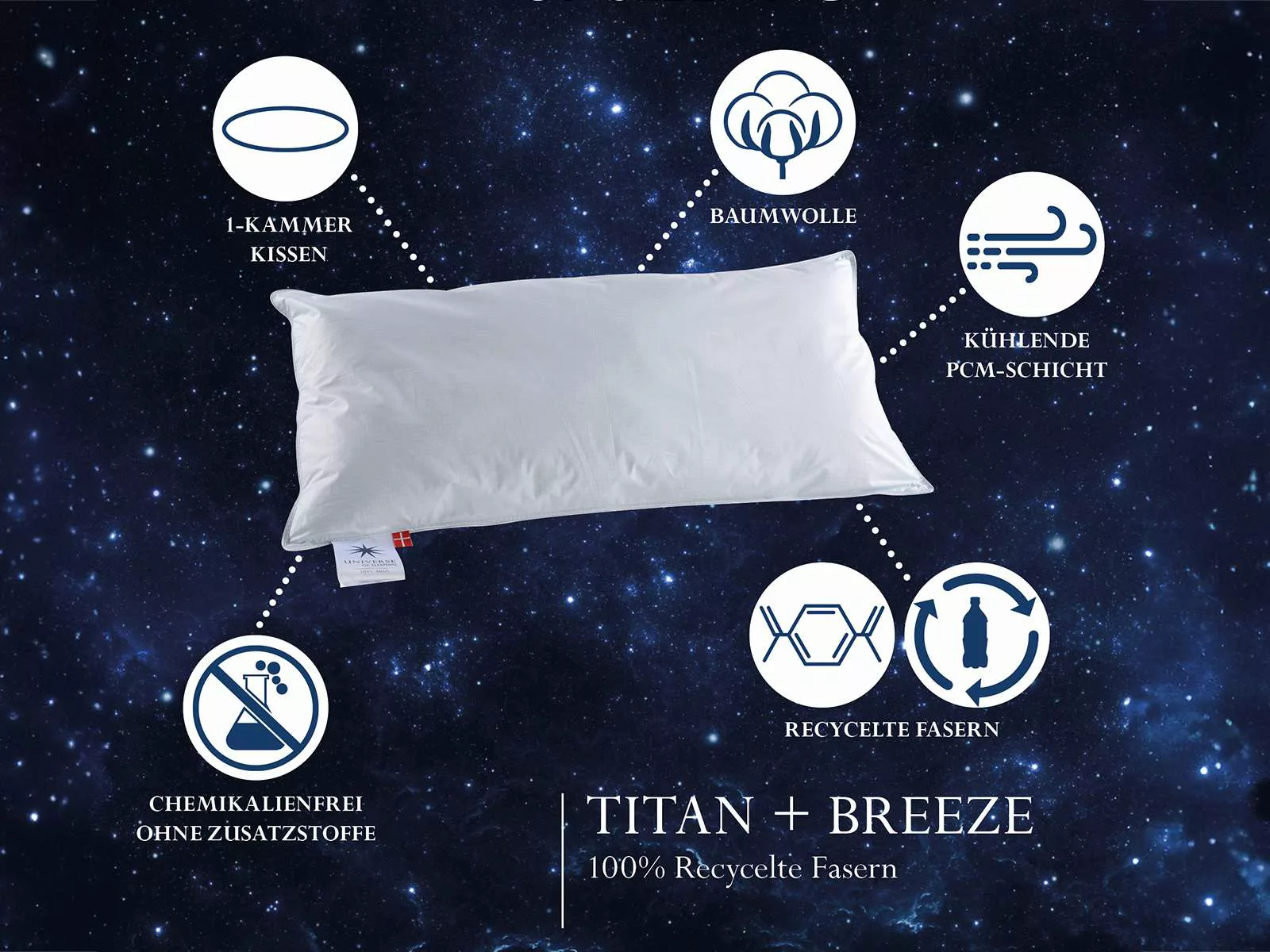 Universe of sleeping Kunstfaserkopfkissen »Titan Breeze Klimaaktives Baumwo günstig online kaufen