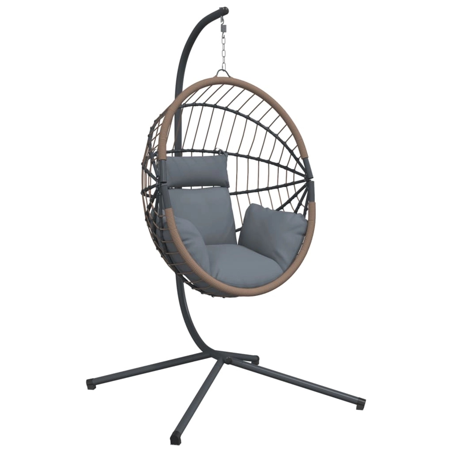 vidaXL Hängesessel Ei-Design mit Ständer Hellgrau Rattan und Stahl 2152740 günstig online kaufen