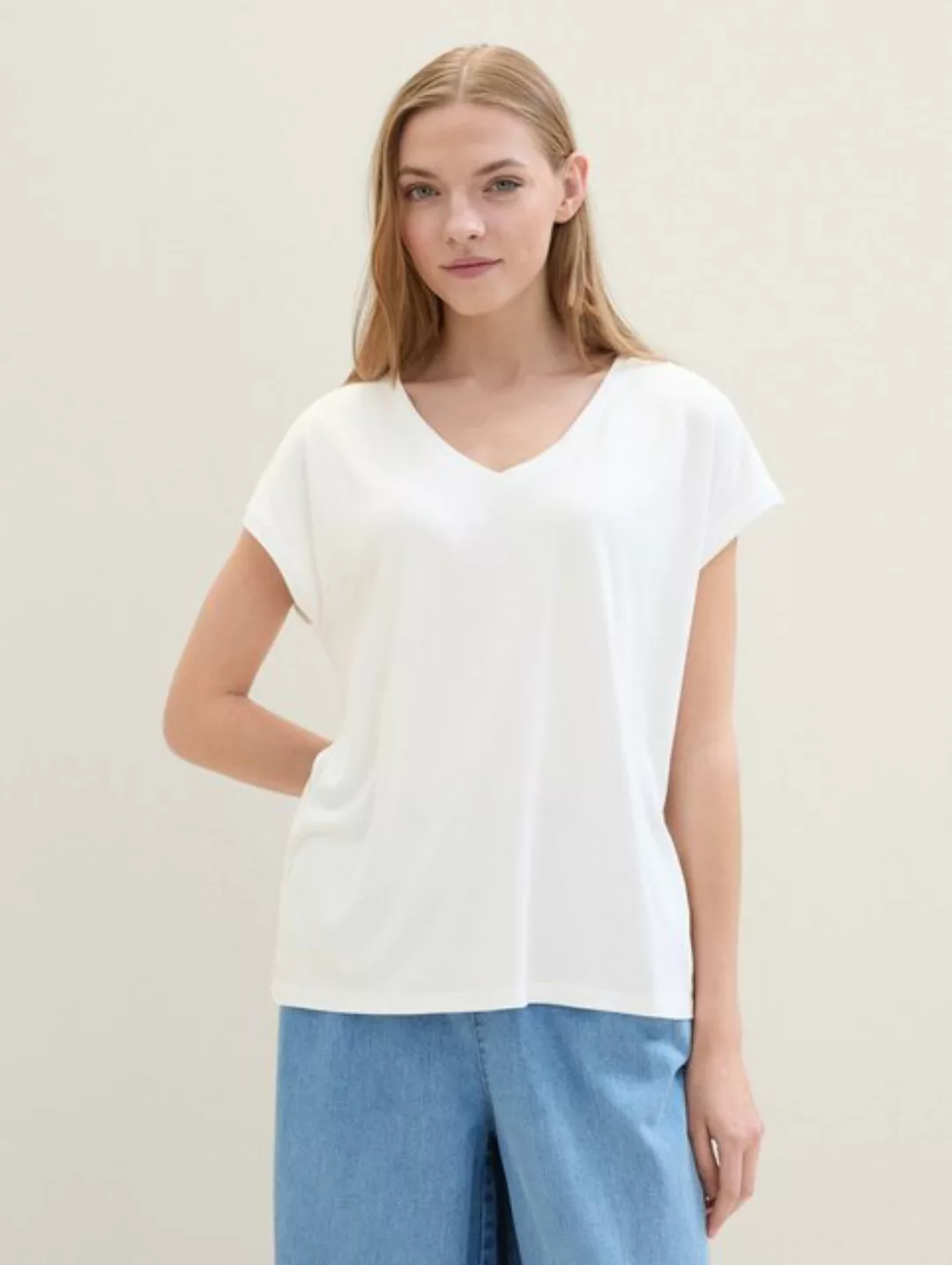 TOM TAILOR Denim V-Shirt aus Viskose günstig online kaufen