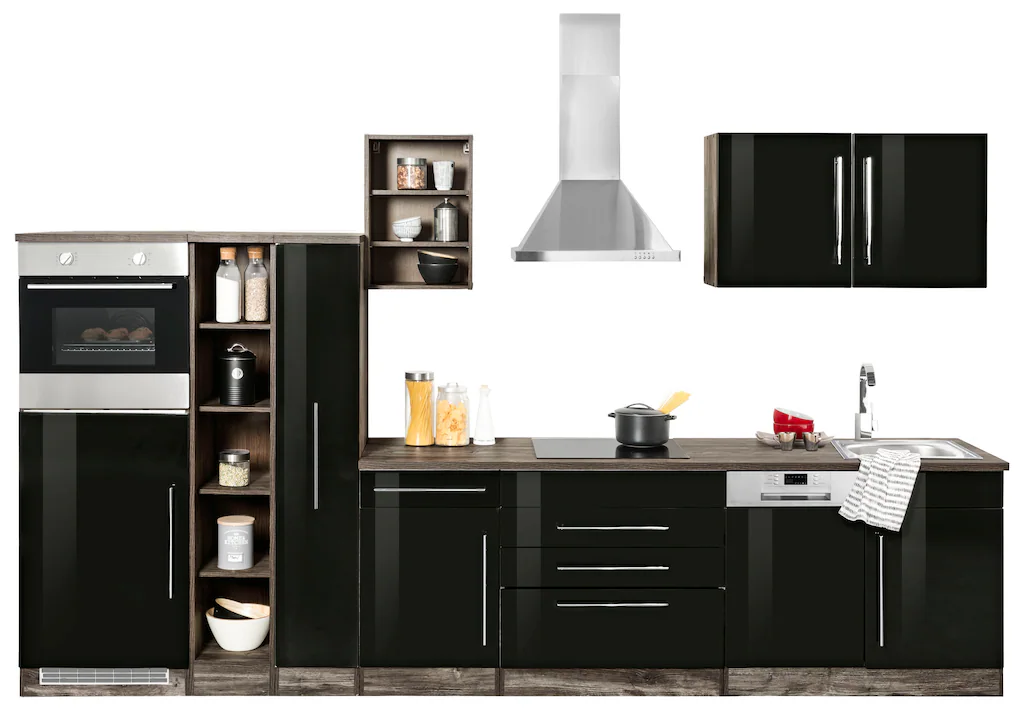 Kochstation Küchenzeile "KS-Samos", mit E-Geräten, Breite 350 cm mit Stange günstig online kaufen