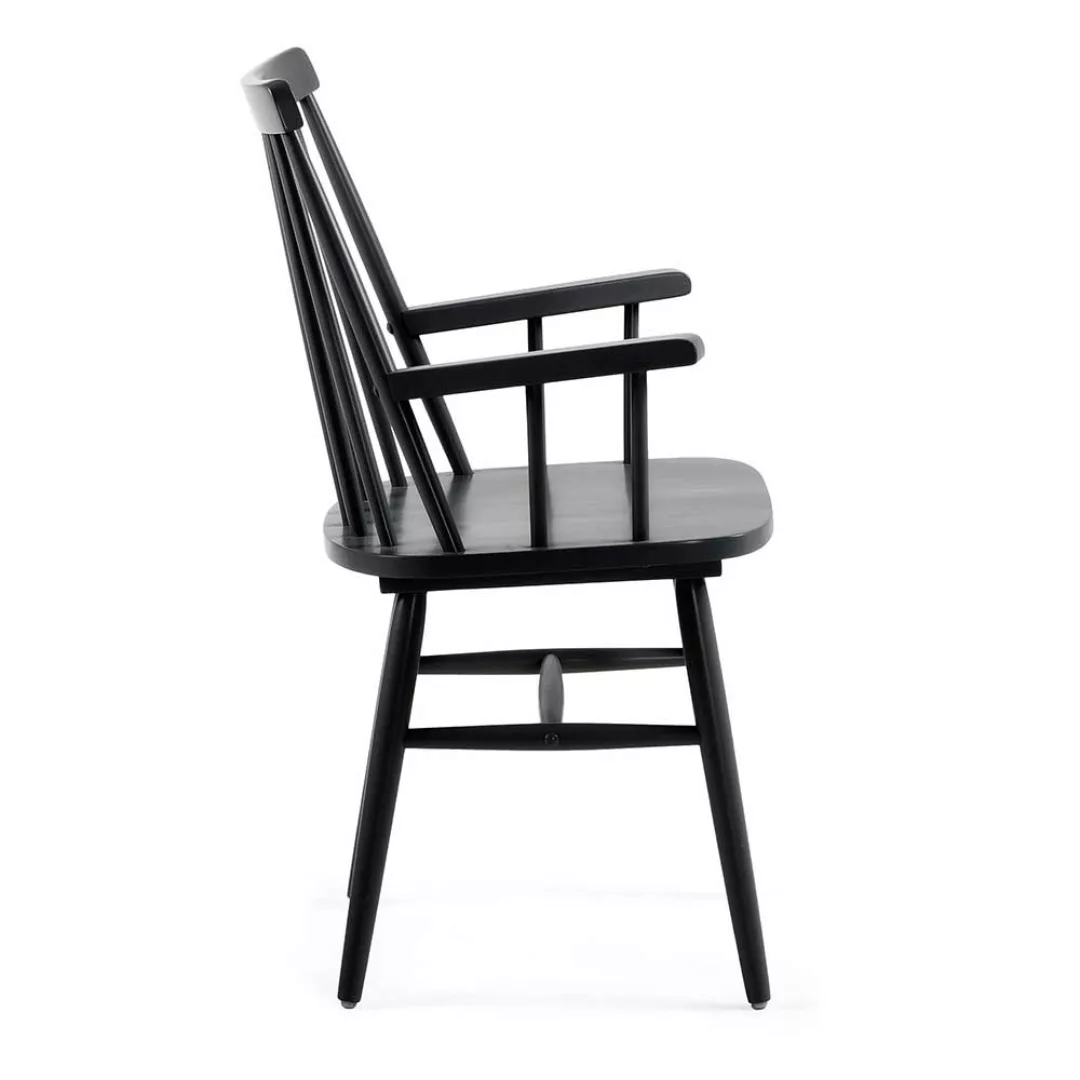 Schwarze Holzstühle mit Armlehnen Skandi Design (2er Set) günstig online kaufen