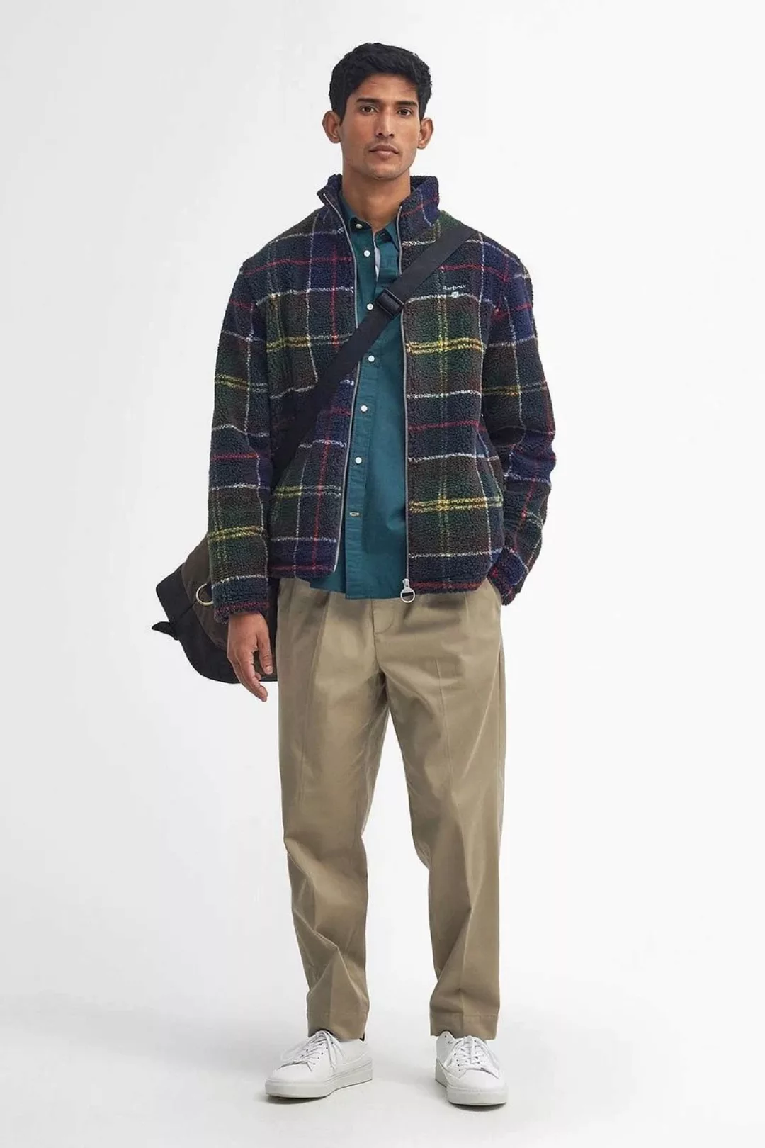 Barbour Tartan Sherpa Fleece Strickjacke Multicolour - Größe M günstig online kaufen