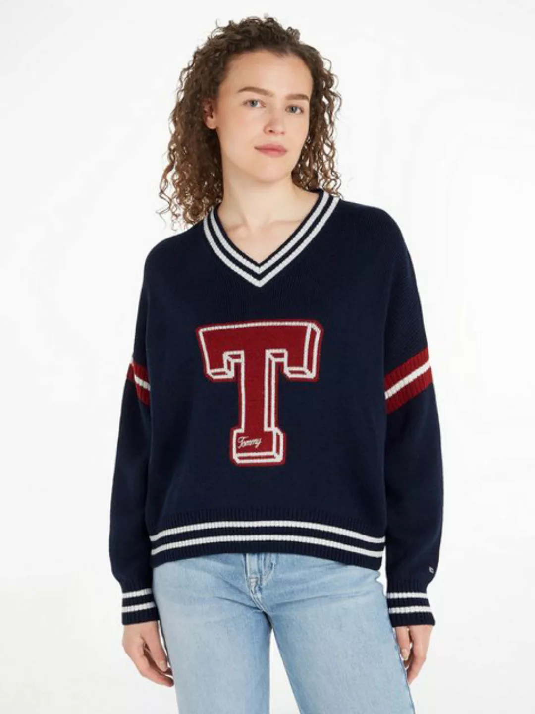 Tommy Jeans Strickpullover "TJW LETTERMAN SWEATER", mit gestickter Tommy Je günstig online kaufen