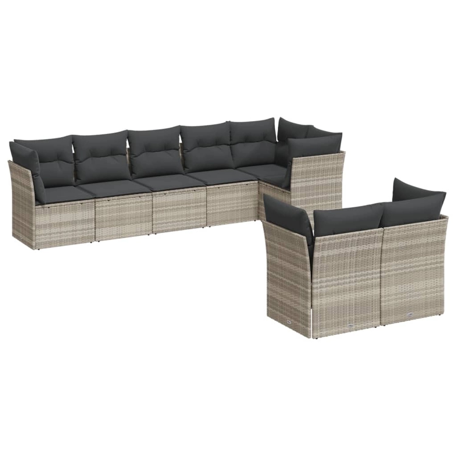 vidaXL 8-Tlg Garten-Sofagarnitur mit Kissen Hellgrau Poly Rattan 3249751 günstig online kaufen