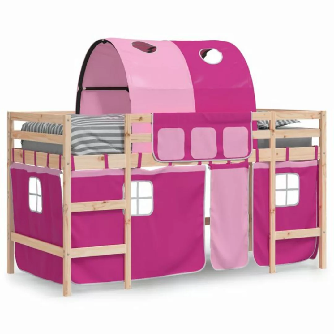 vidaXL Kinderbett Kinderhochbett mit Tunnel Rosa 80x200 cm Massivholz Kiefe günstig online kaufen