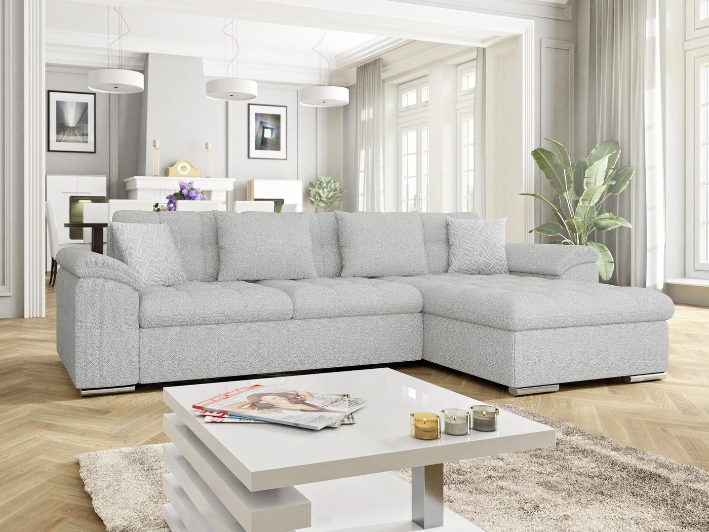 MIRJAN24 Ecksofa Diana Premium, mit Bettkasten und Schlaffunktion, Kissen-S günstig online kaufen