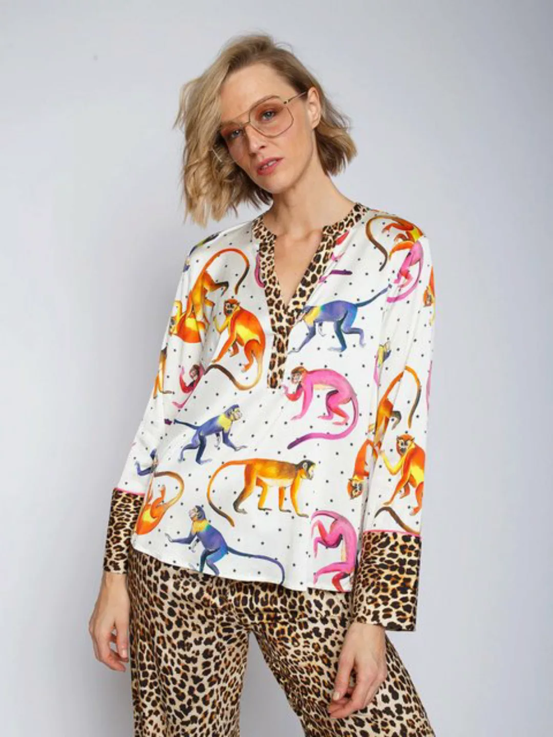 RISY & JERFS Schlupfbluse Shirtbluse Multicolour Monkey günstig online kaufen