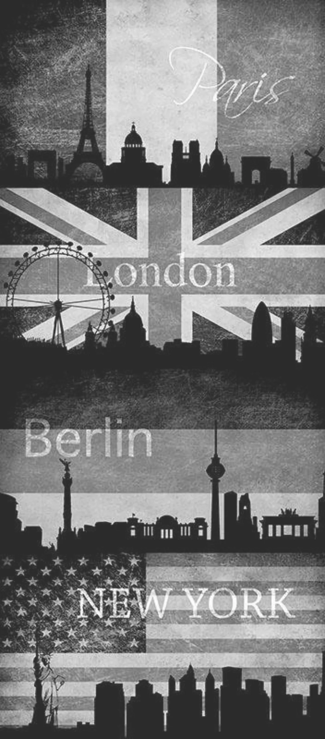 Bricoflor Stadt Tapete Selbstklebend Panel Vinyltapete mit Paris London New günstig online kaufen