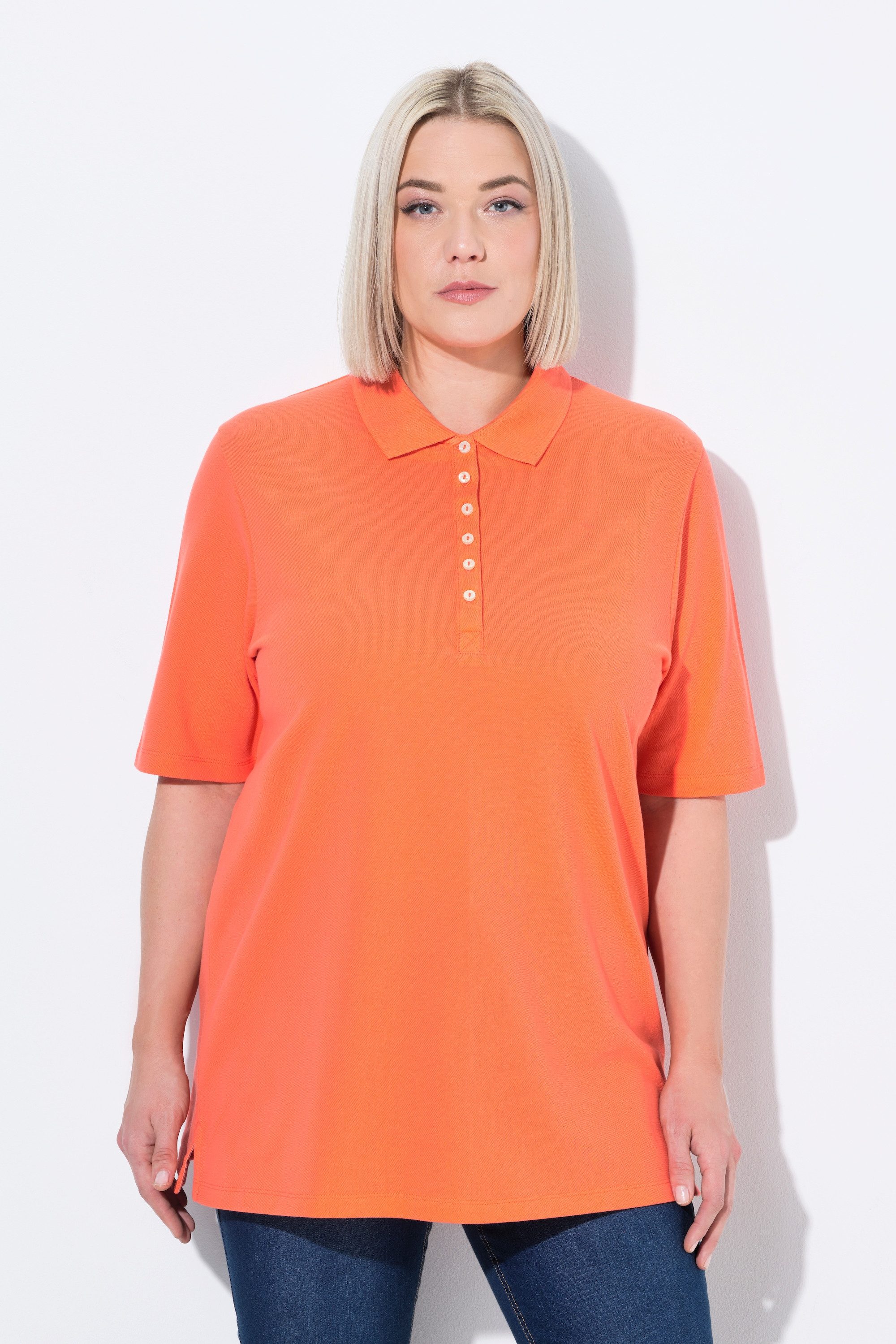 Ulla Popken T-Shirt Poloshirt Piqué Polokragen günstig online kaufen