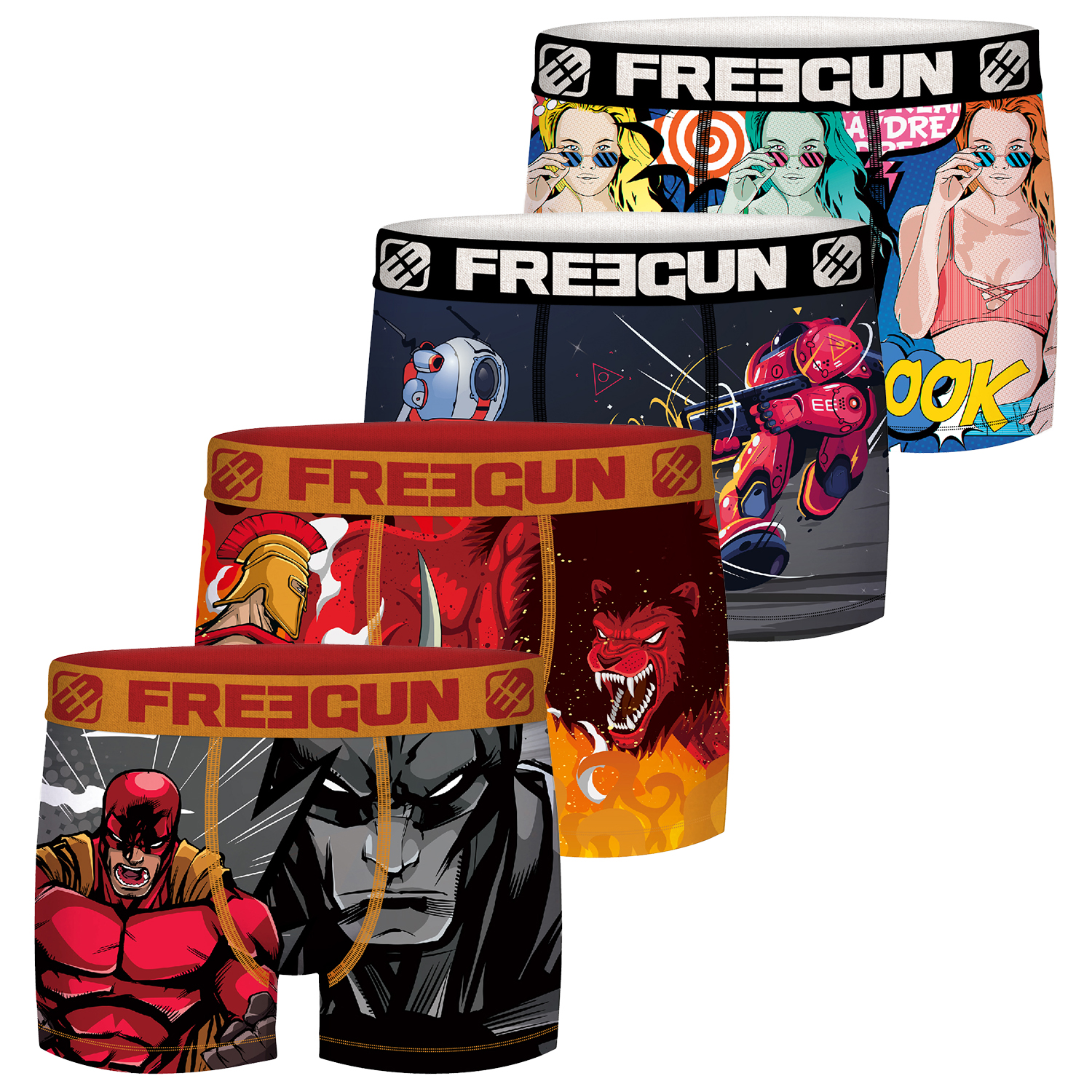 Freegun Comic Herren Boxershorts 4er Pack günstig online kaufen