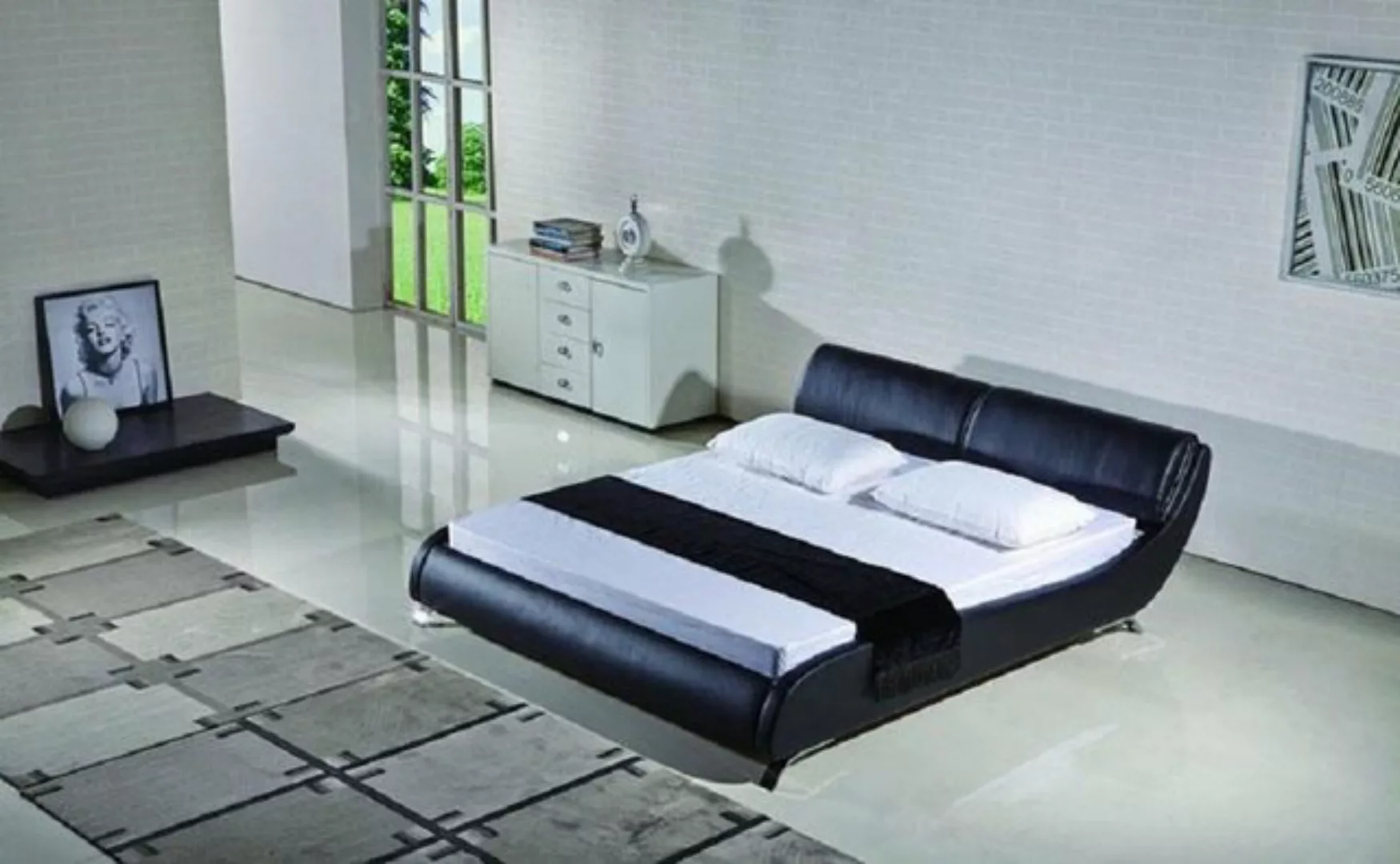 JVmoebel Bett Designer Bett Betten Ehebett Doppelbett Polsterbett Lederbett günstig online kaufen