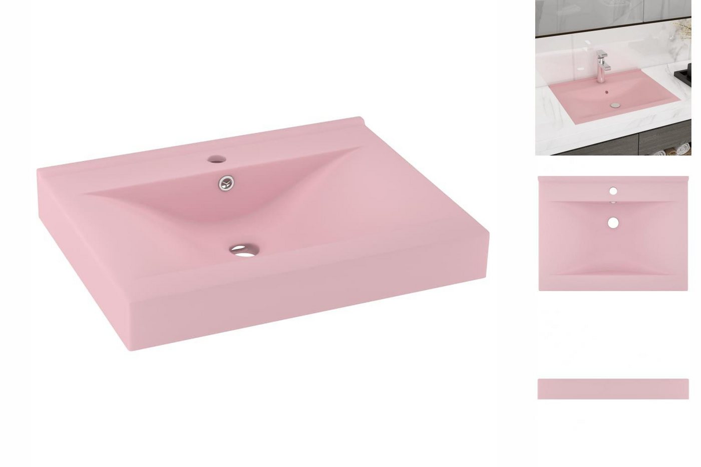 vidaXL Waschbeckenschrank Luxus-Waschbecken mit Hahnloch Matt-Rosa 60x46 cm günstig online kaufen