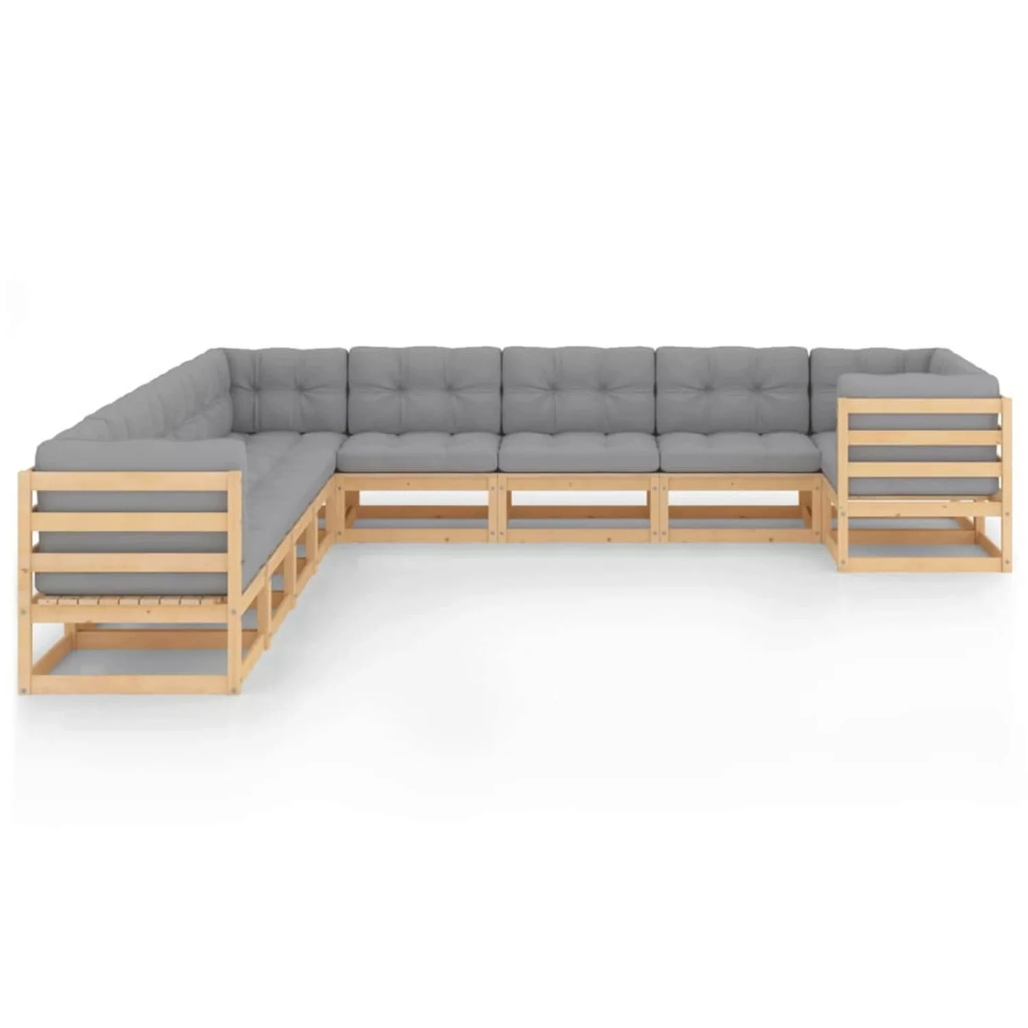 10-tlg. Garten-lounge-set Mit Kissen Kiefer Massivholz günstig online kaufen