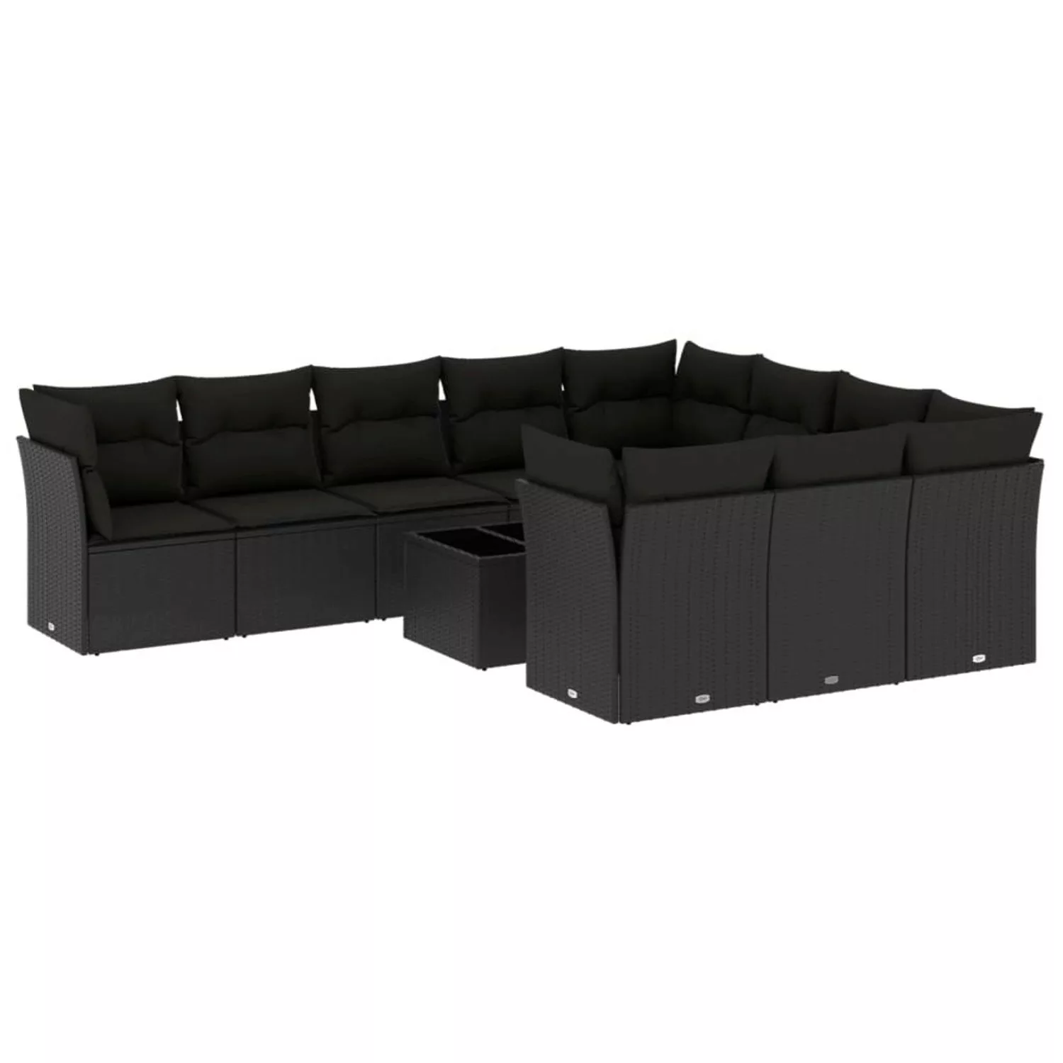 vidaXL 11-tlg Garten-Sofagarnitur mit Kissen Schwarz Poly Rattan Modell 22 günstig online kaufen