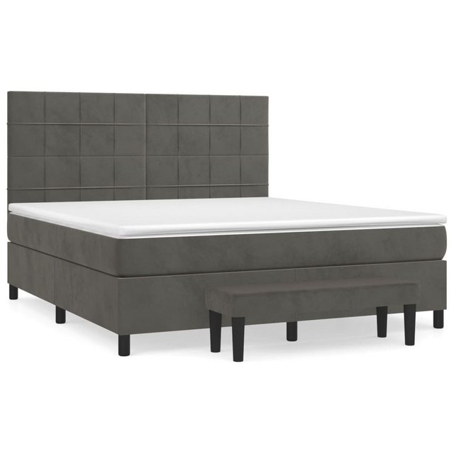 furnicato Bett Boxspringbett mit Matratze Dunkelgrau 160x200 cm Samt (1-tlg günstig online kaufen