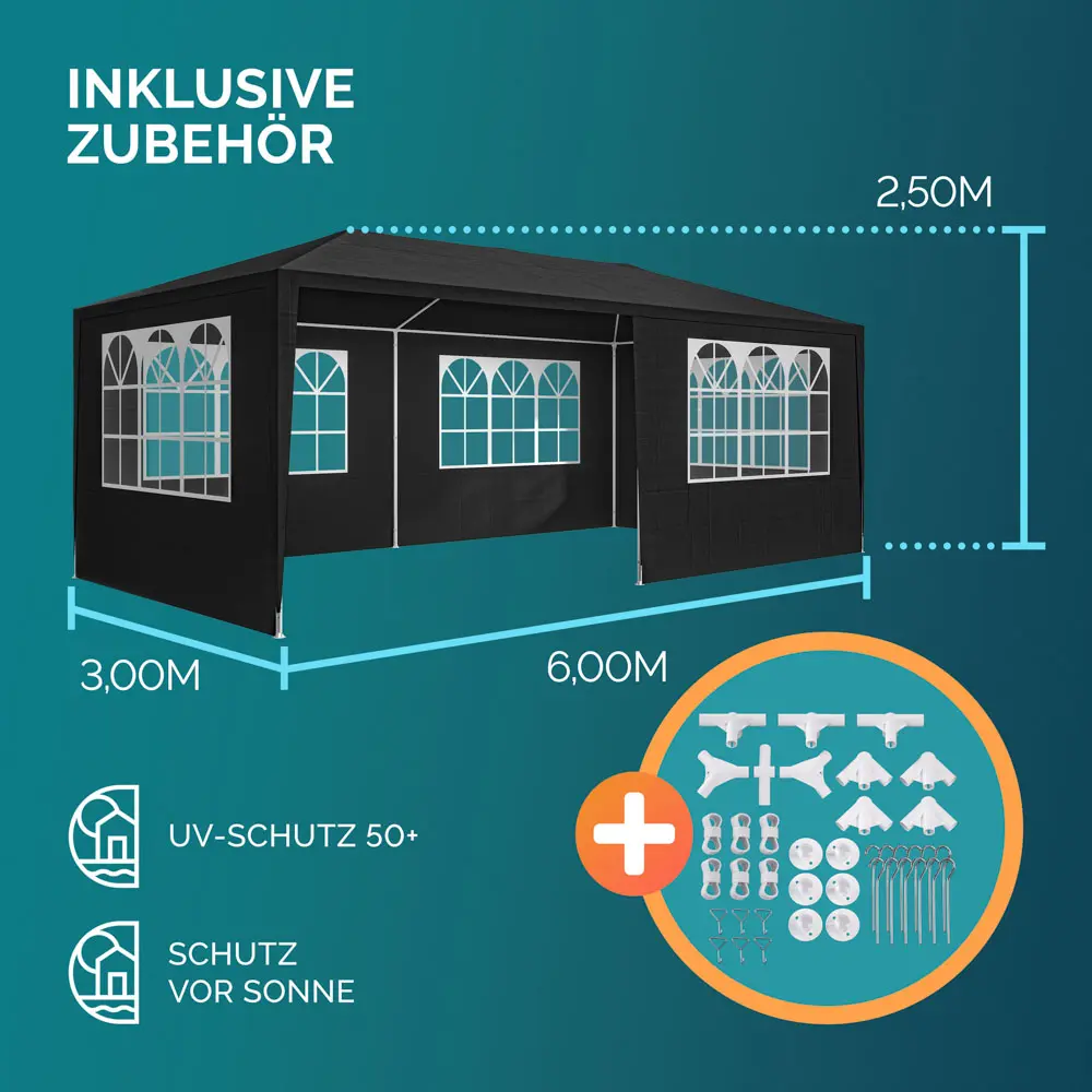 Casaria Partyzelt Rimini, anthrazit 3x6m UV-Schutz günstig online kaufen