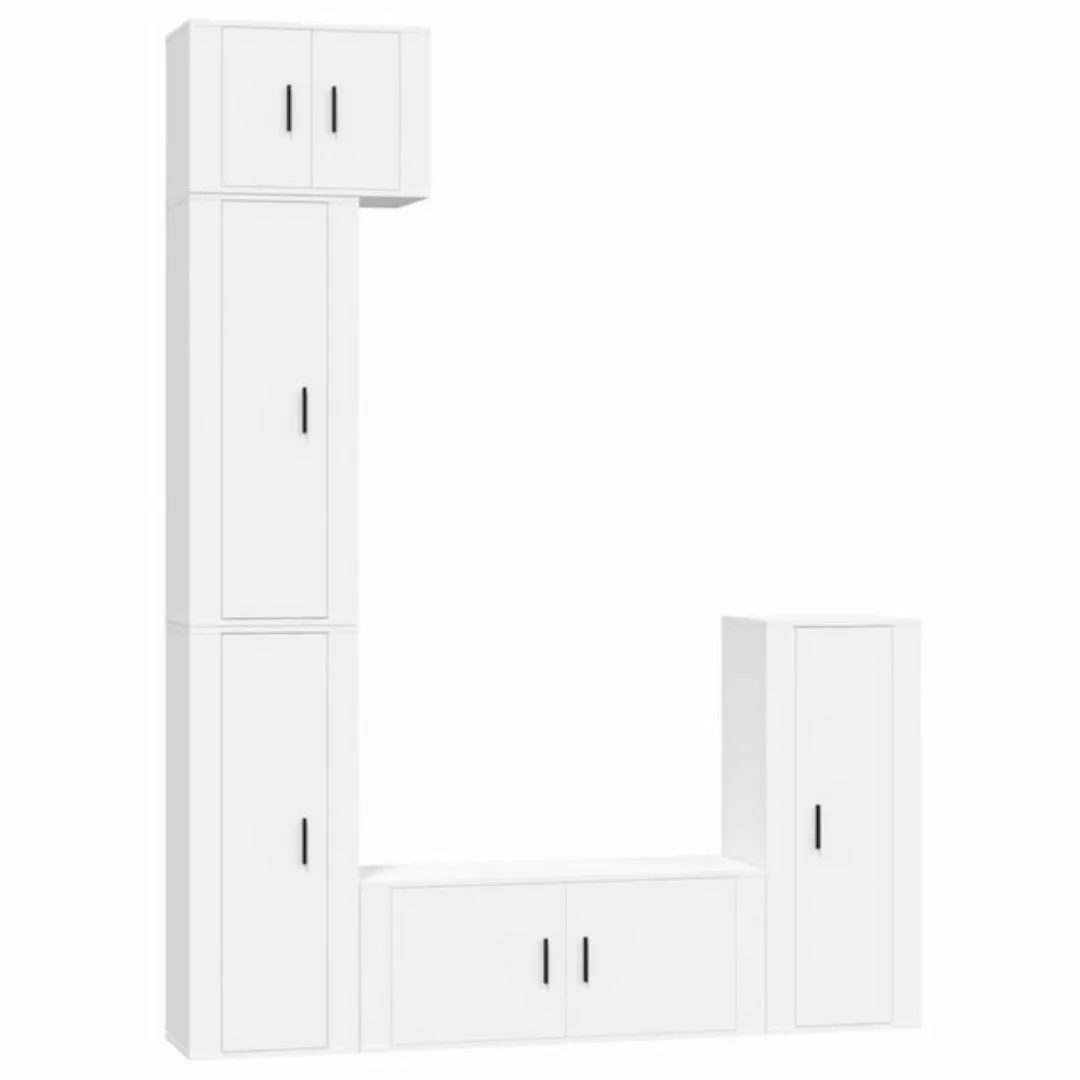 furnicato TV-Schrank 5-tlg. TV-Schrank-Set Weiß Holzwerkstoff (5-St) günstig online kaufen