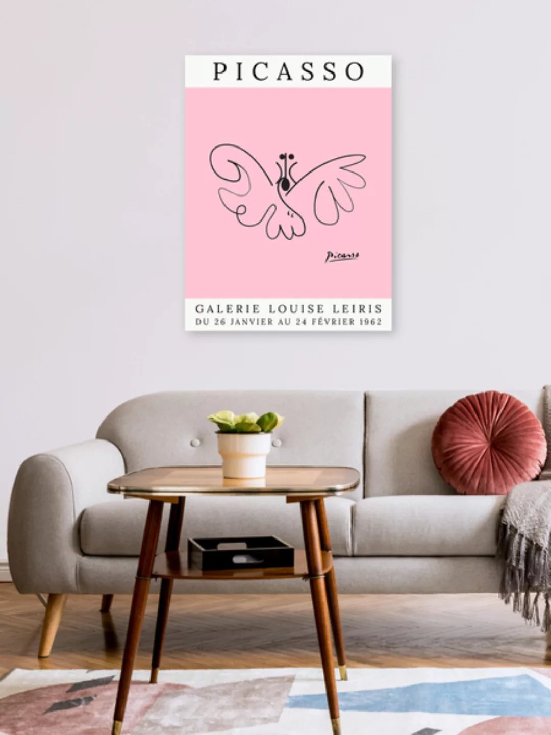 Poster / Leinwandbild - Picasso Schmetterling – Rosa günstig online kaufen