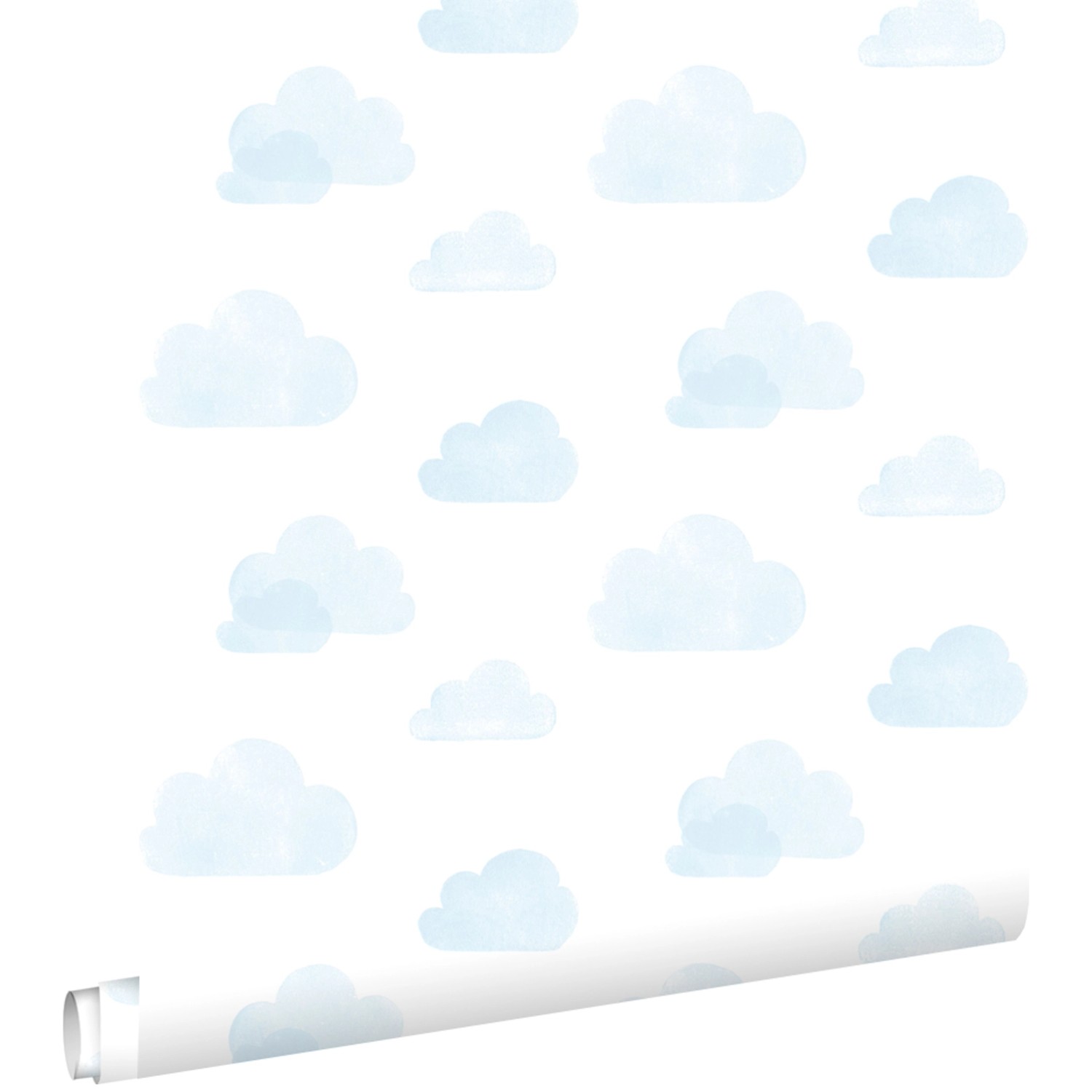 ESTAhome Tapete Gestempelte Wolken Hellblau und Weiß 53 cm x 10,05 m 138930 günstig online kaufen