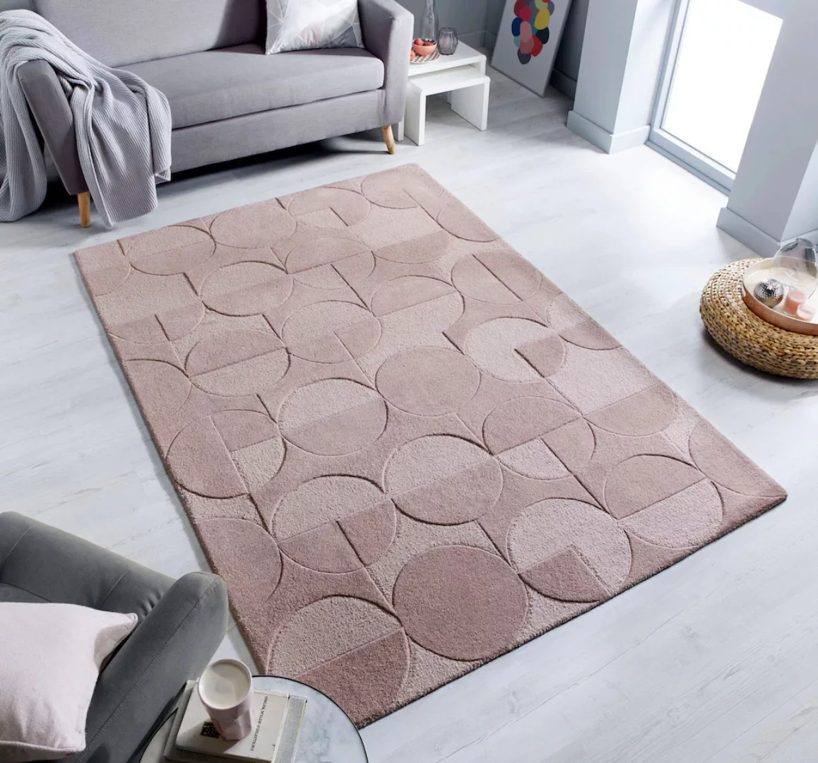 FLAIR RUGS Wollteppich »Gigi«, rechteckig, 8 mm Höhe, aus 100% Wolle, geome günstig online kaufen