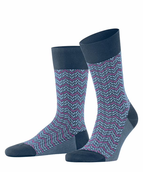 FALKE Colour Waves Herren Socken, 41-42, Blau, AnderesMuster, Baumwolle, 12 günstig online kaufen