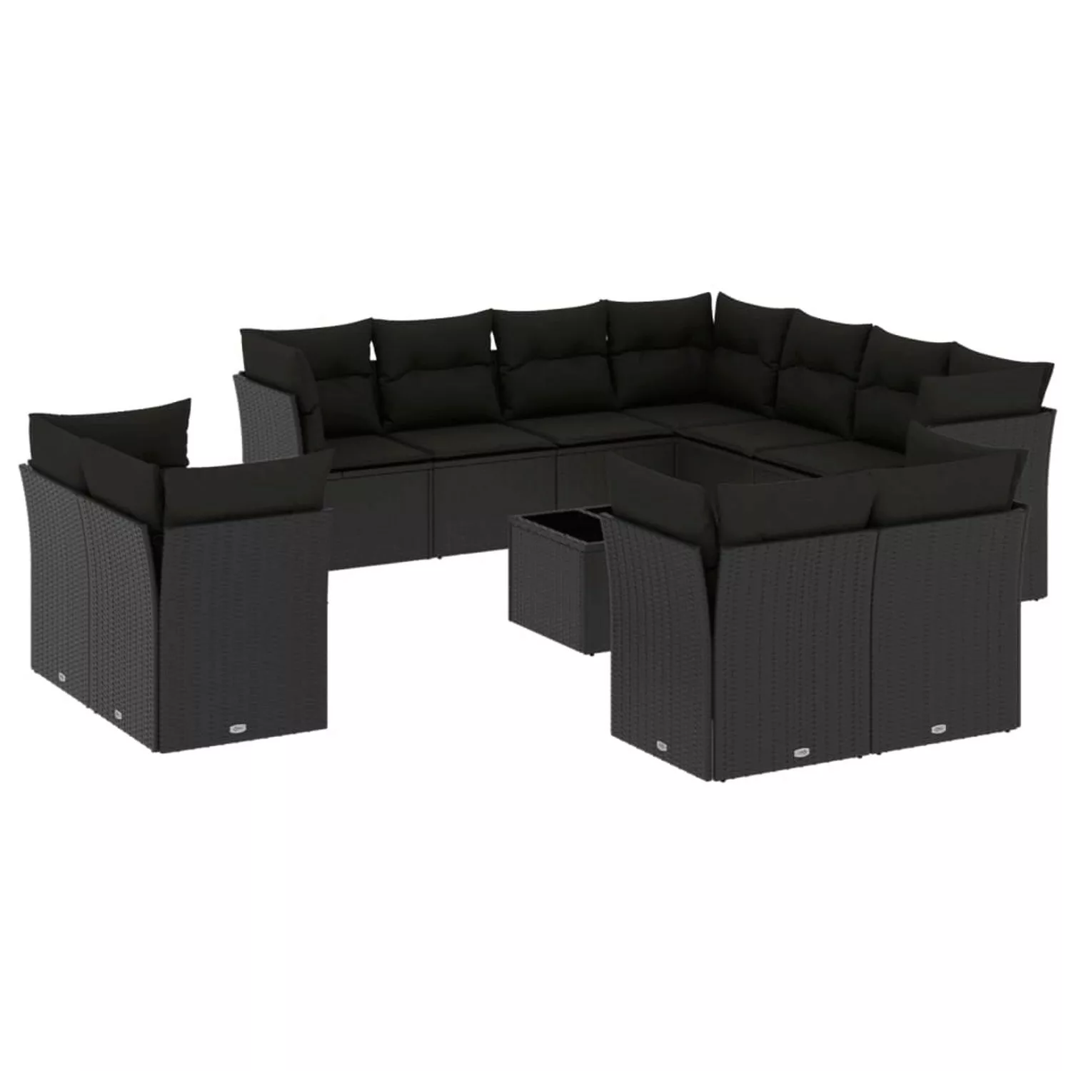 vidaXL 12-tlg Garten-Sofagarnitur mit Kissen Schwarz Poly Rattan Modell 29 günstig online kaufen