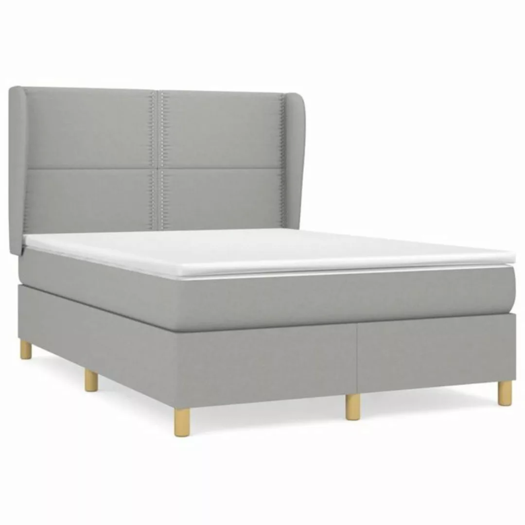 vidaXL Bettgestell Boxspringbett mit Matratze Hellgrau 140x200 cm Stoff Bet günstig online kaufen