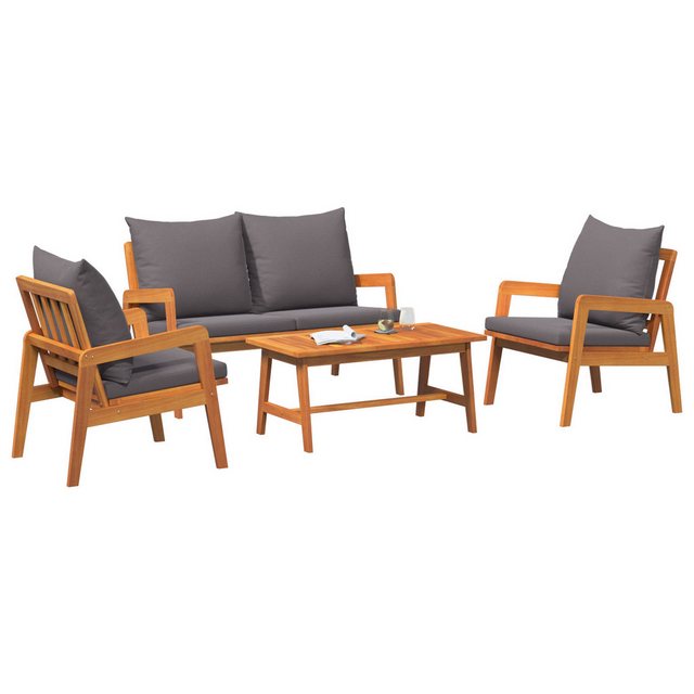 vidaXL Loungesofa Set aus 2 Dunkelgrau nholz, Polyesterstoff Mittel, 2 Teil günstig online kaufen