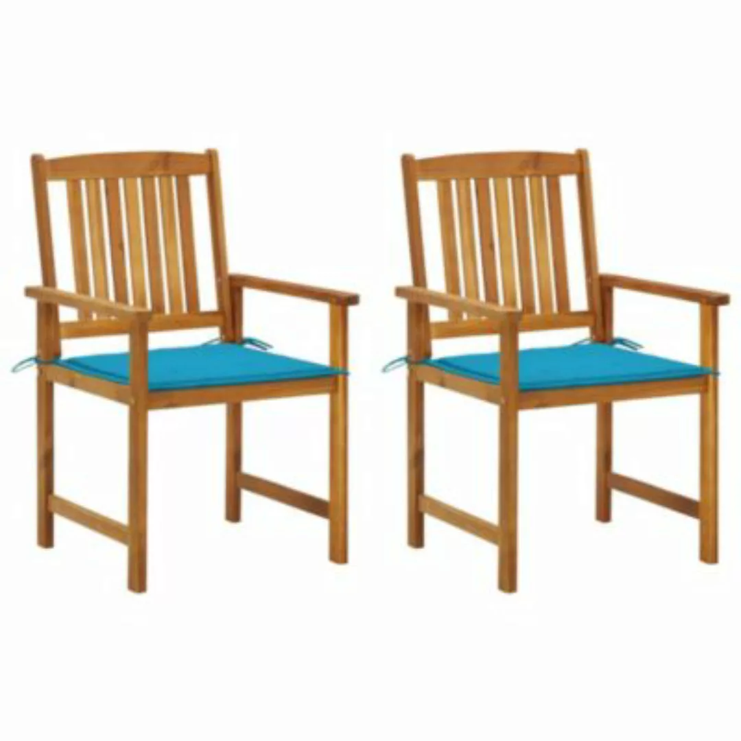 vidaXL Gartenstühle mit Kissen 2 Stk. Massivholz Akazie Gartenstuhl blau günstig online kaufen