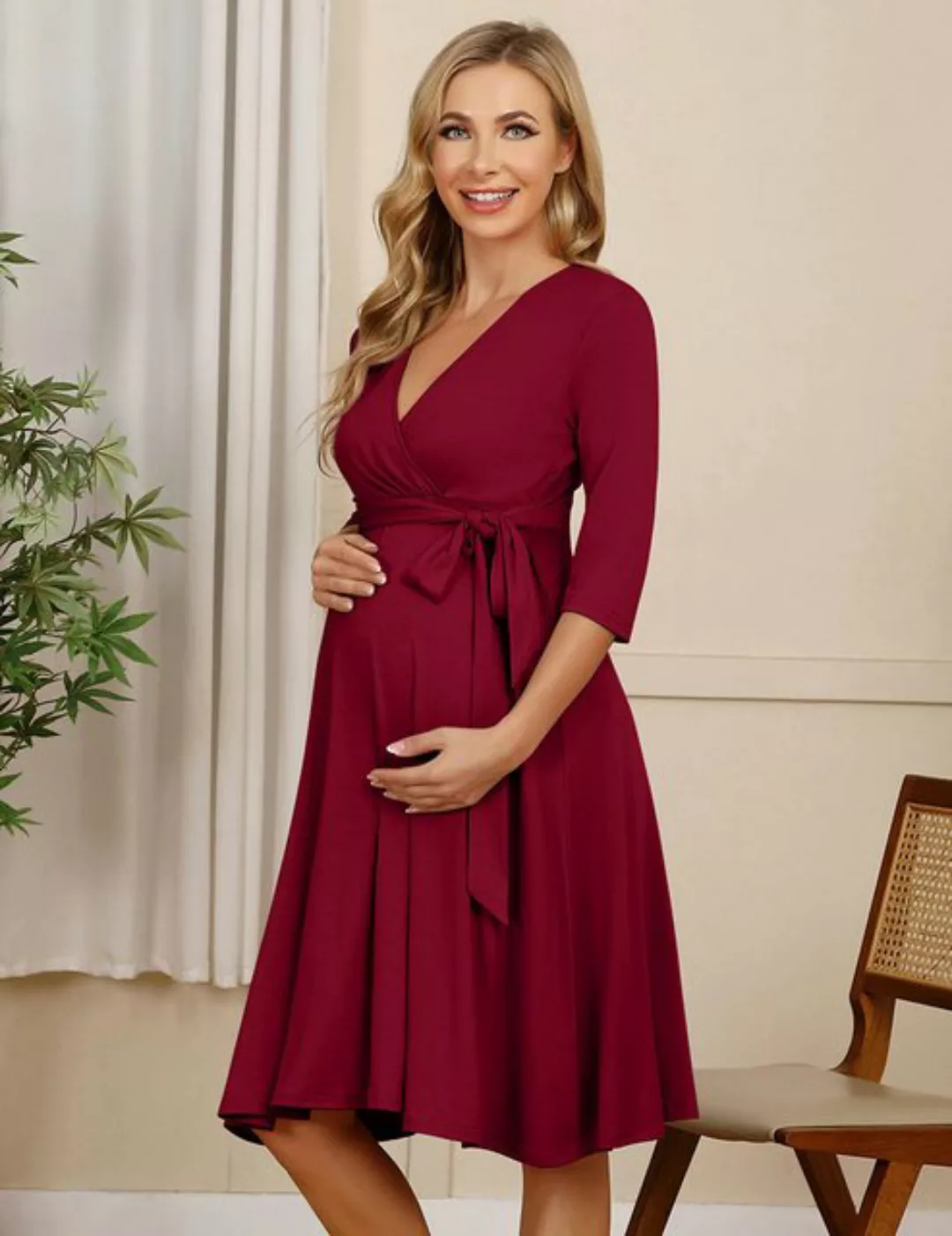 ZWY A-Linien-Kleid Damen Umstandskleid Kleid für Schwangere Stillkleid V-Au günstig online kaufen