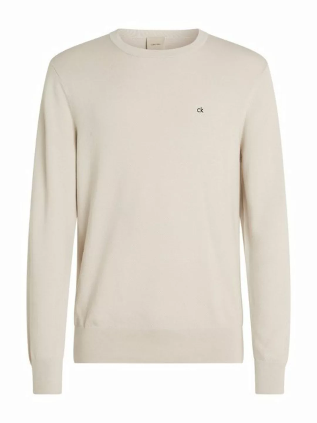 Calvin Klein Rundhalspullover MICRO PIQUE STRUCTURE SWEATER mit Logosticker günstig online kaufen