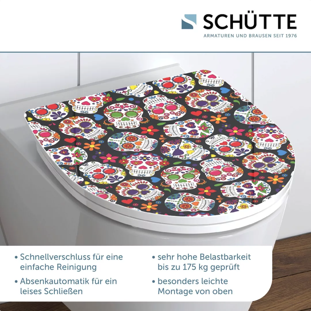 Schütte WC-Sitz "Crazy Skull", Duroplast,mit Absenkautomatik und Schnellver günstig online kaufen