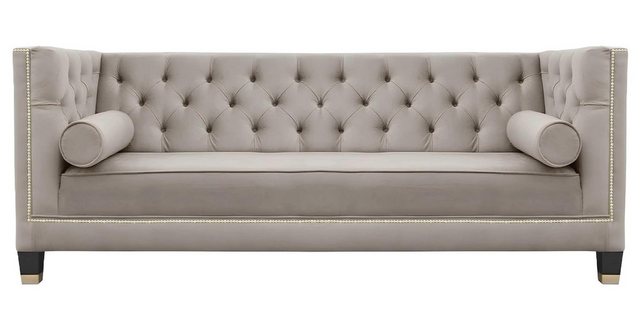 Xlmoebel Sofa Dreisitzer Stoffsofa Chesterfield in Beige für das Wohnzimmer günstig online kaufen