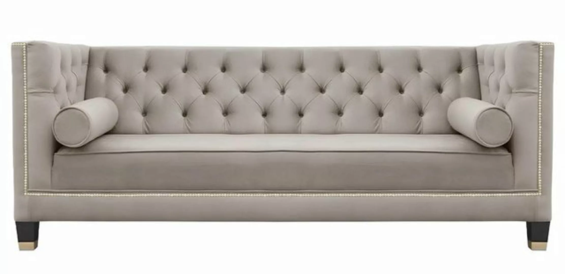 Xlmoebel Sofa Dreisitzer Stoffsofa Chesterfield in Beige für das Wohnzimmer günstig online kaufen