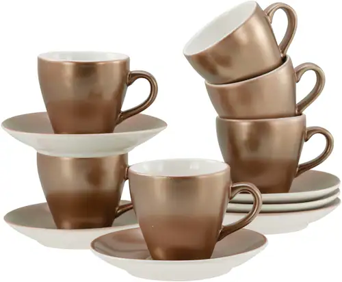 CreaTable Espressotasse »Golden Days Weiß, Espressoset, 12-tlg.«, (Set, 12 günstig online kaufen