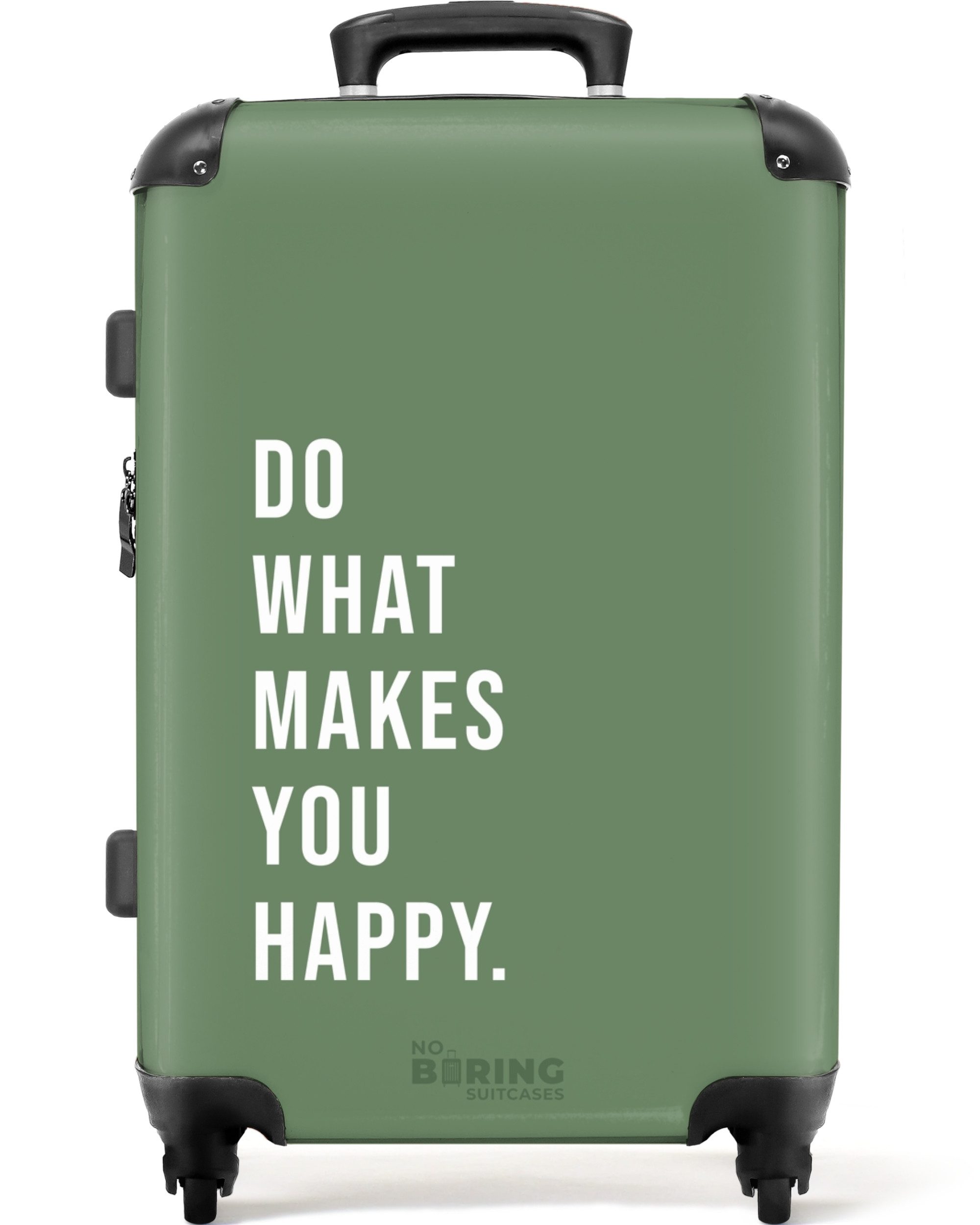 NoBoringSuitcases.com© Hartschalen-Trolley Grün mit Zitat "Tu, günstig online kaufen