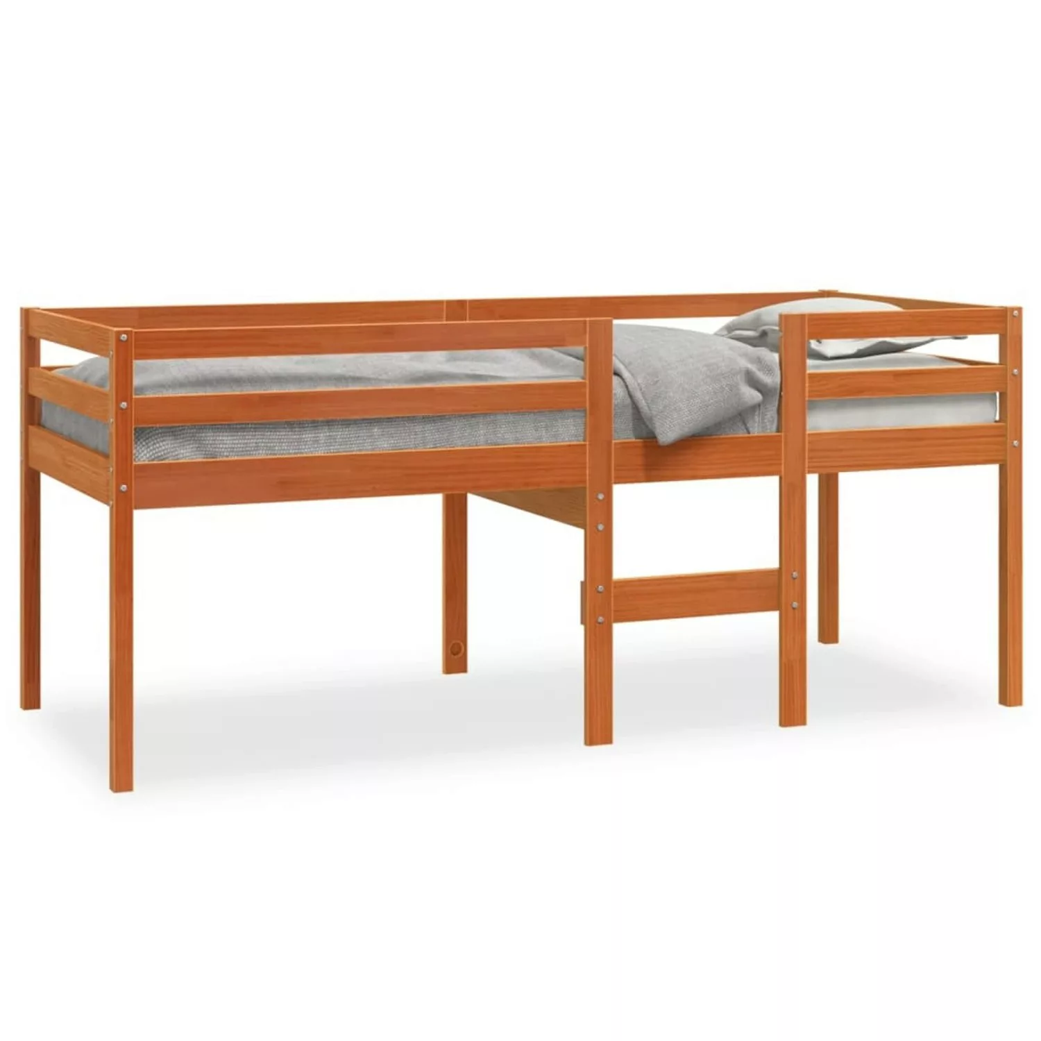 vidaXL Hochbett Etagenbett Wachsbraun 90x200 cm Massivholz Kiefer günstig online kaufen