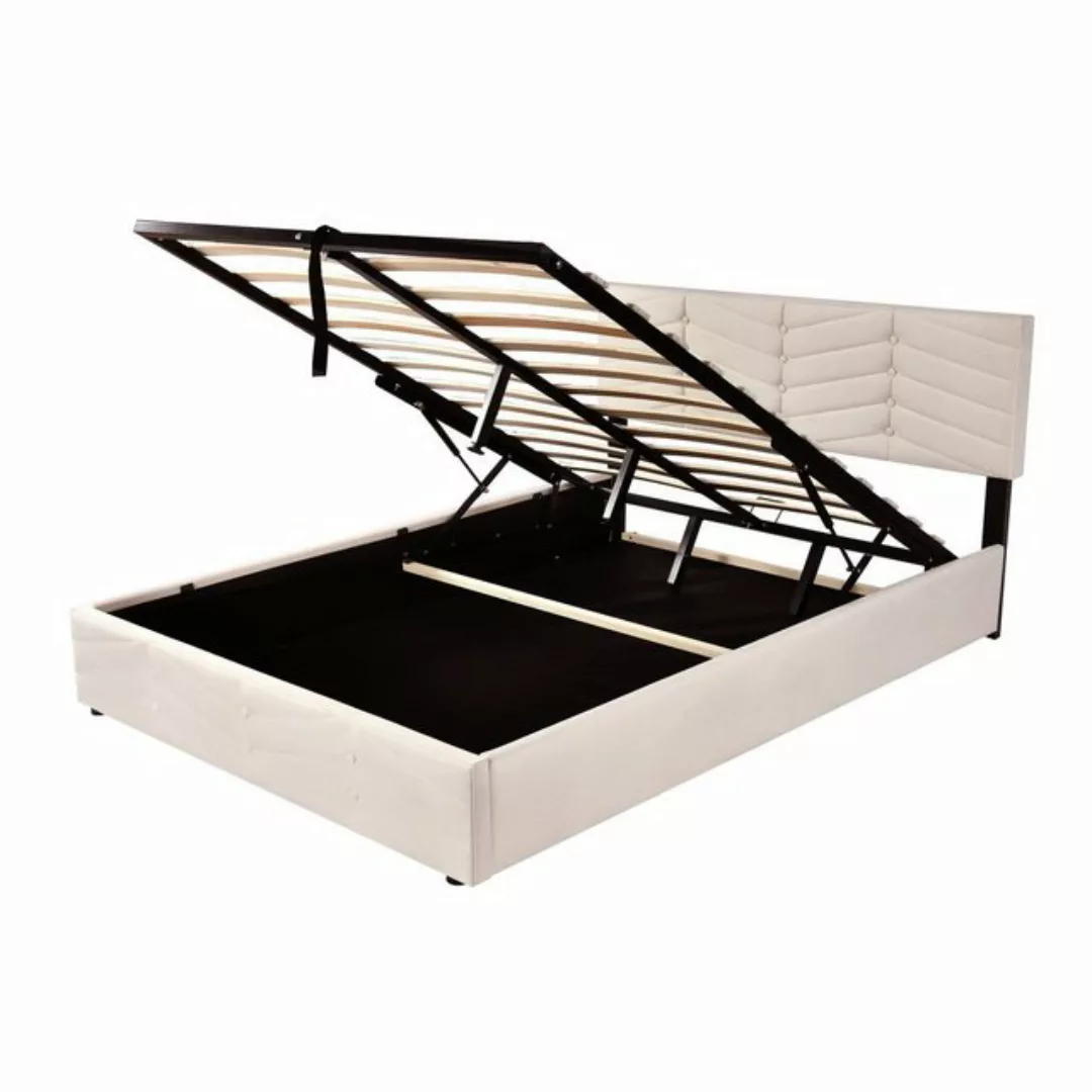 REDOM Polsterbett Funktionsbett (Beige Hydraulisches Doppelbett 140x200cm S günstig online kaufen