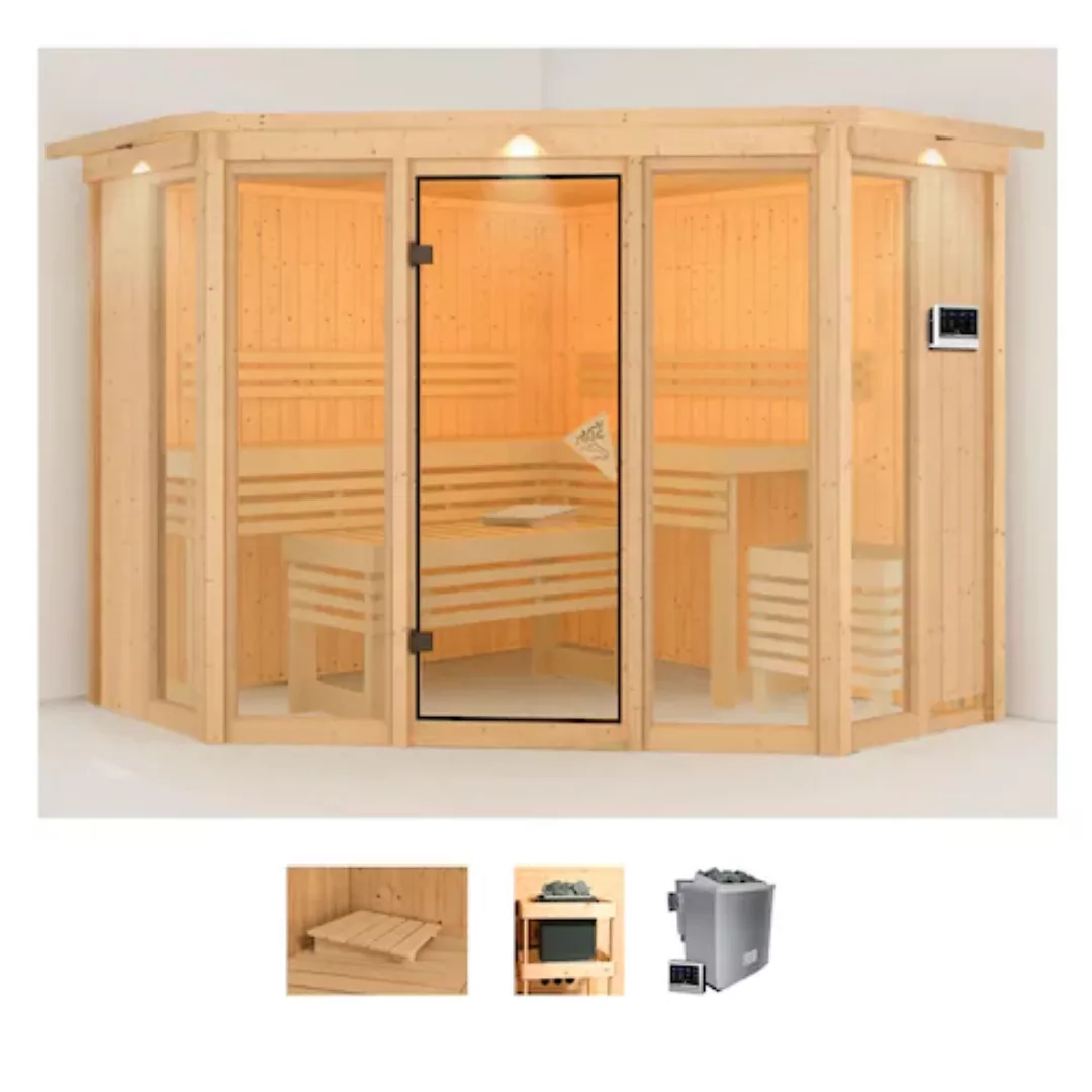 Karibu Sauna »Astrid 2«, (Set), 9-kW-Bio-Ofen mit externer Steuerung günstig online kaufen