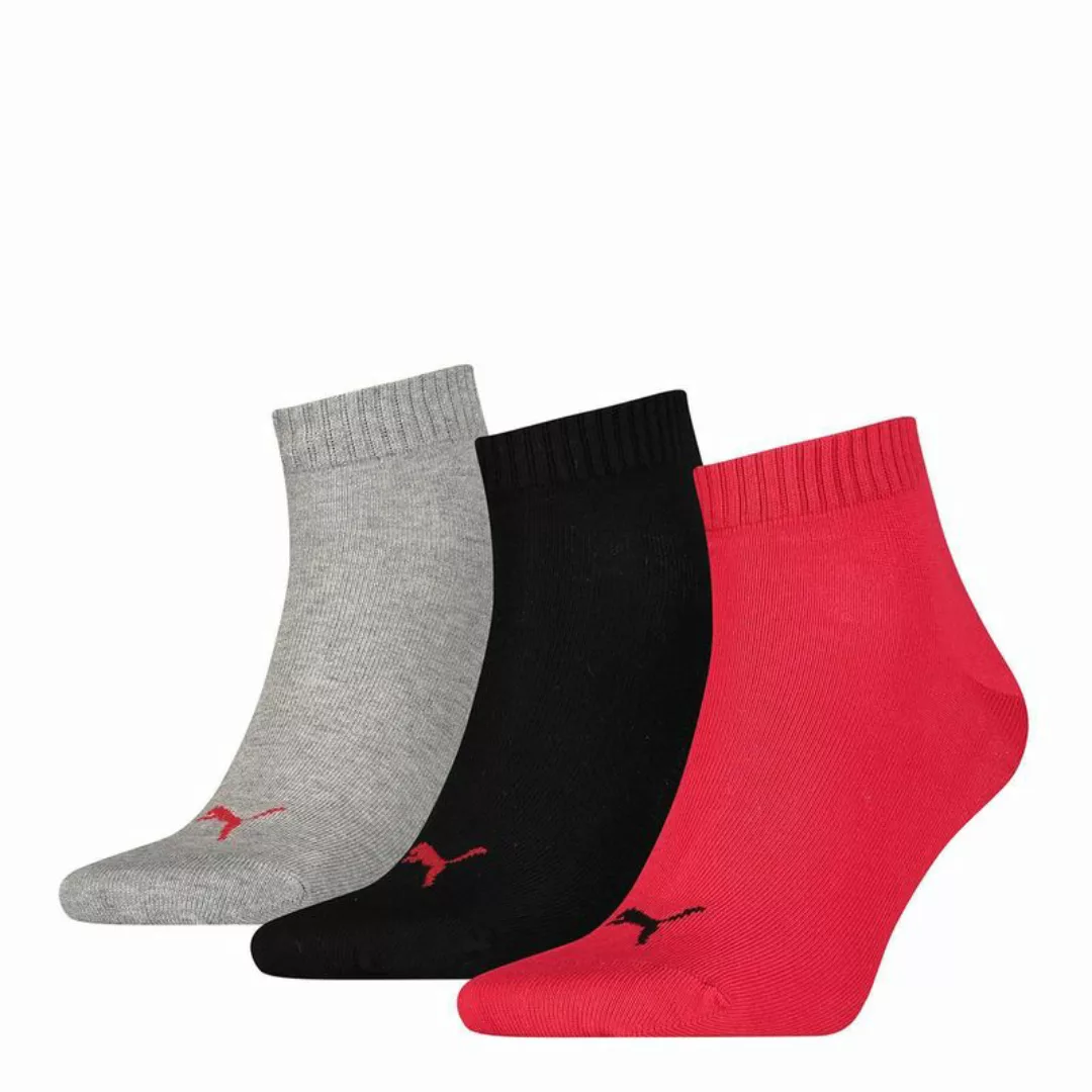 PUMA Unisex Socken, 3er Pack - Quarter, Sneaker Schwarz/Weiß/Grau 43-46 günstig online kaufen