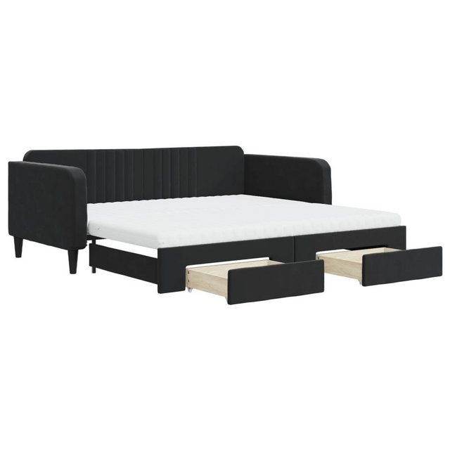 vidaXL Bett Tagesbett Ausziehbar mit Schubladen Schwarz 100x200 cm Samt günstig online kaufen