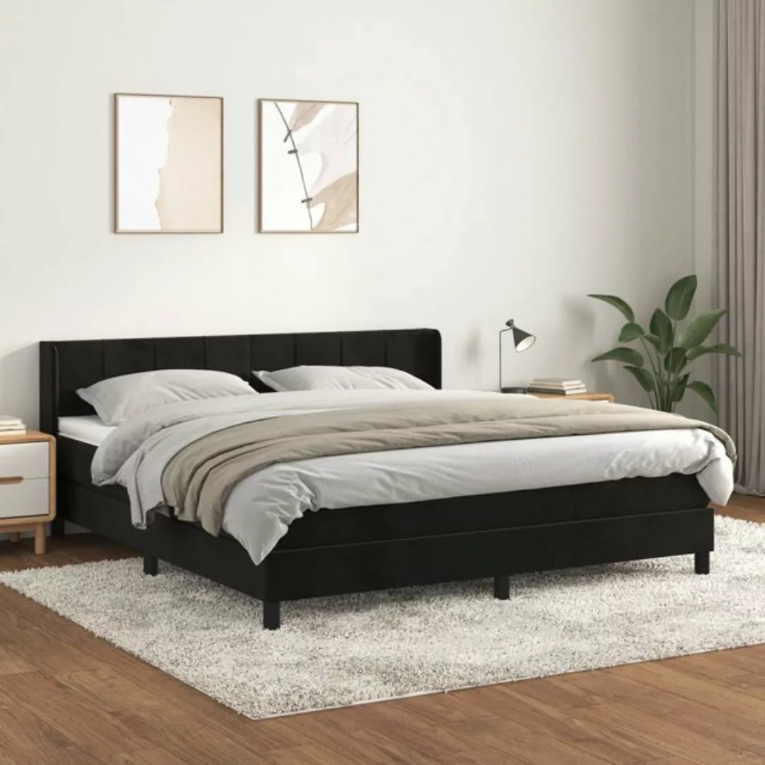 vidaXL Bett Boxspringbett mit Matratze Schwarz 180x200 cm Samt günstig online kaufen