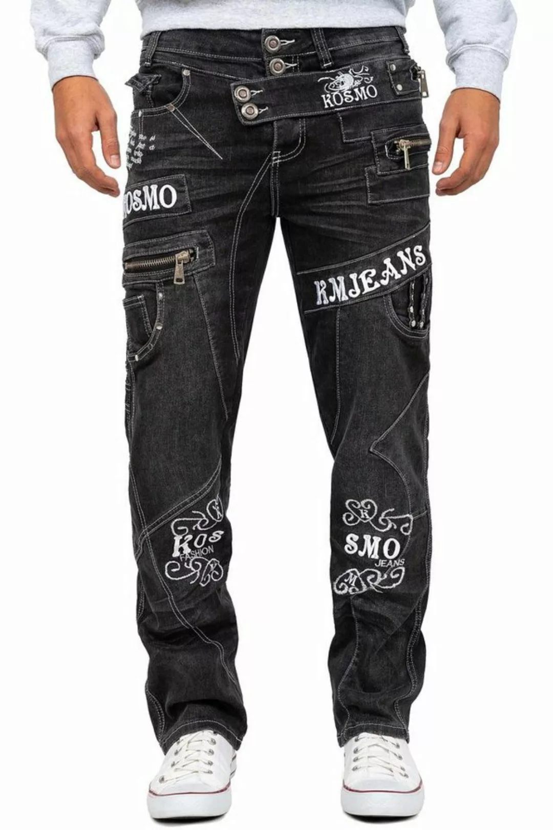 Kosmo Lupo 5-Pocket-Jeans Auffällige Herren Hose BA-KM051-2 Grau W29/L32 (1 günstig online kaufen