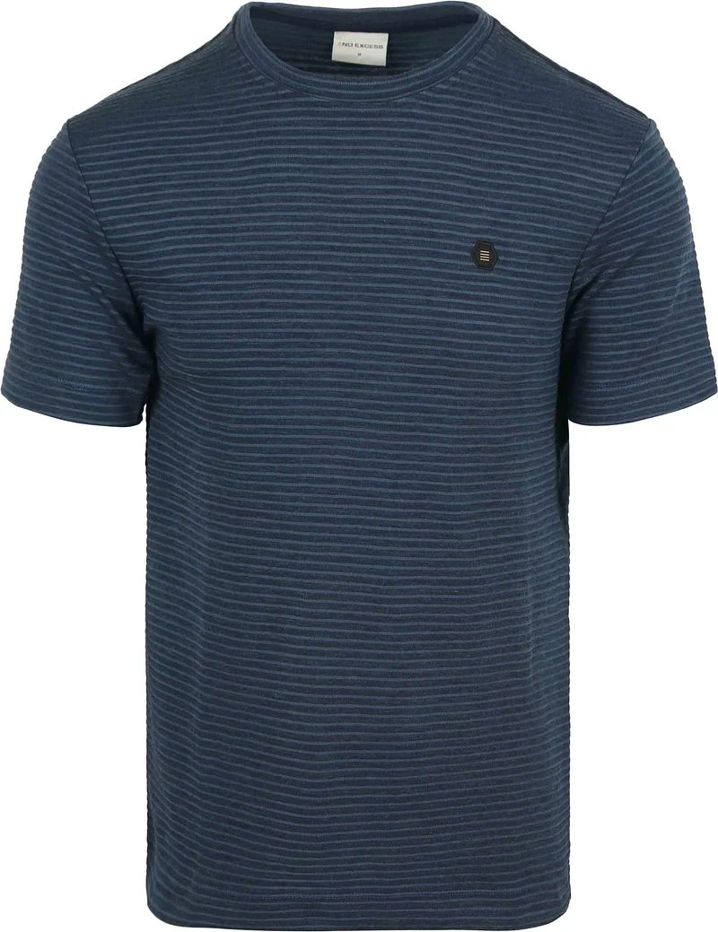 No Excess Velvet Stripes T-Shirt Navy - Größe L günstig online kaufen