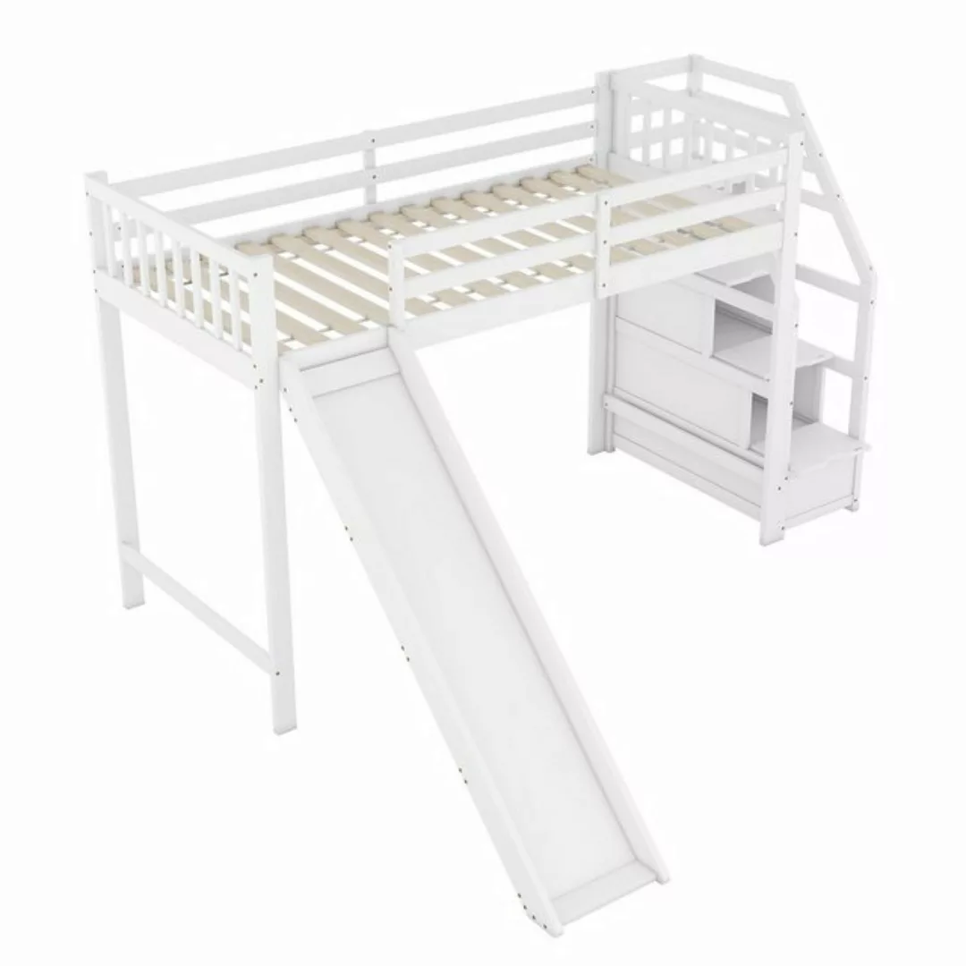 WISHDOR Kinderbett Hausbett Hochbett (mit Rutsche, Ablageleiter 90*200cm), günstig online kaufen