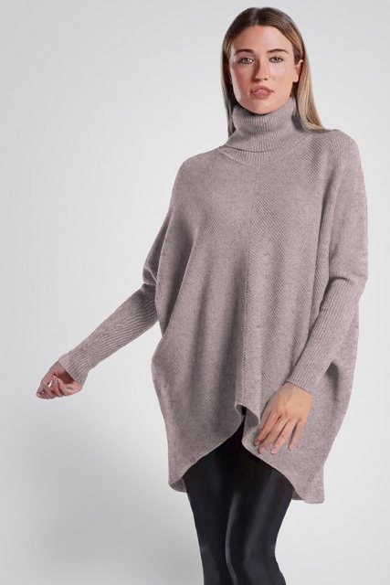 PEKIVESSA Longpullover Oversized langer Rollkragenpullover Damen Fledermaus günstig online kaufen