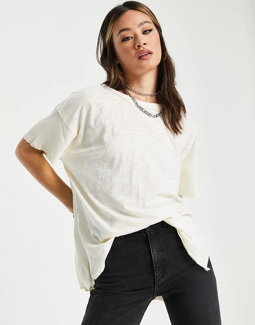 We The Free by Free People – Peace It Up – Oversize-T-Shirt in gebrochenem günstig online kaufen